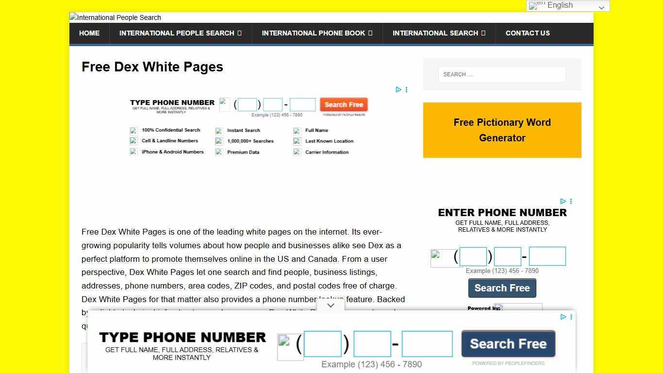 Free Dex White Pages - International People Search