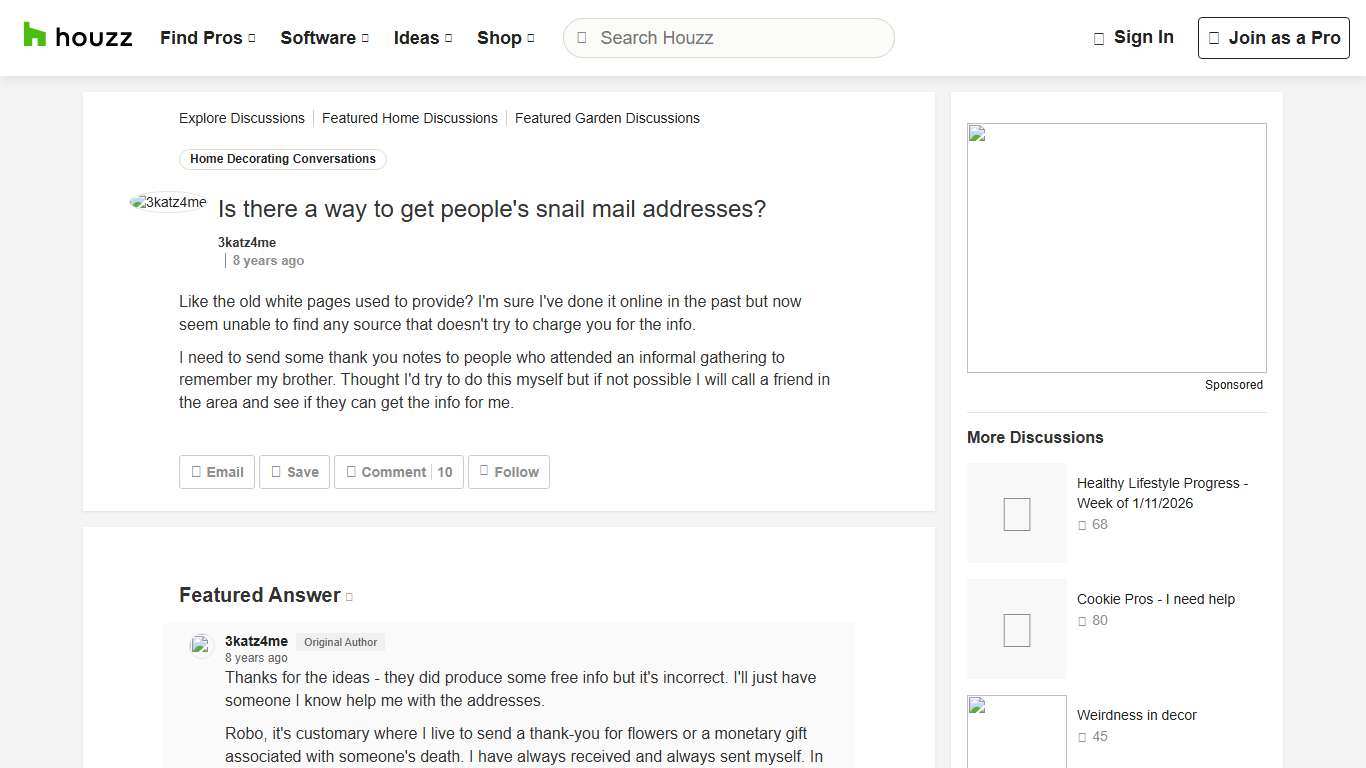 Is there a way to get people's snail mail addresses?